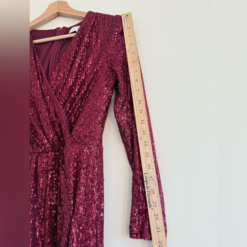 Ivy City Goldie vine Glamorous Long Sleeve Red Sequin Dress size XS - Picture 7 of 11